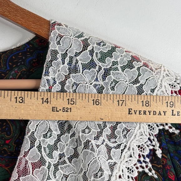 VTG 90s Lisa II Christmas Midi Dress 16 Floral Lace Collar Cottage Prairie Retro - Picture 11 of 13